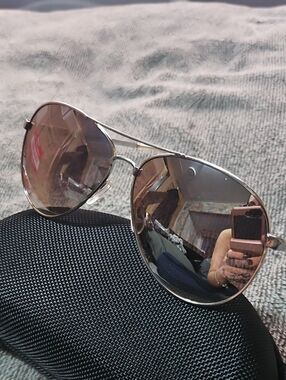 S Gear? Small Womens Aviator Metal Frame Sunglasses with Mirror Lenses